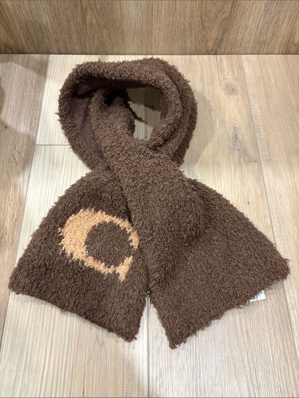 Coach Sherpa Knit Brown Teddy Wool Cashmere Logo Scarf Classic Limited Ed C5130 - Picture 2 of 7